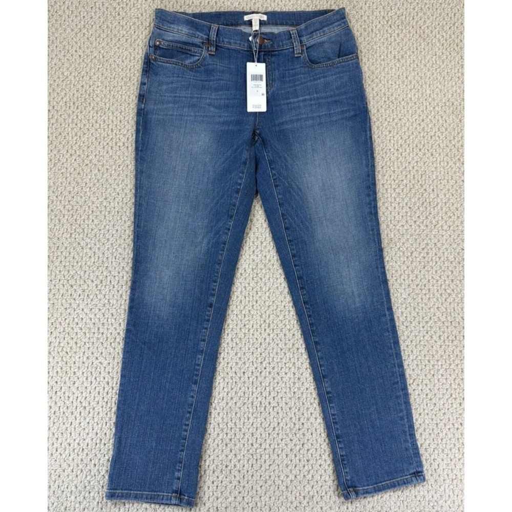 Eileen Fisher Jeans Womens 4 Sky Blue Boyfriend Stretch Denim Whiskered NEW
